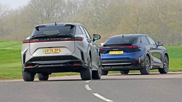 Premium electric SUV supertest - Alpine and Lexus rear cornering