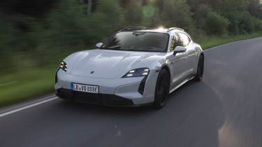 Porsche Taycan Turbo S Sport Turismo with E-Shift - front tracking