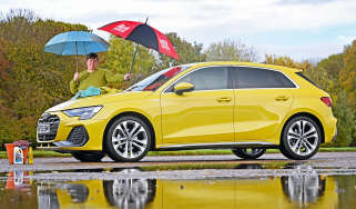 Audi A3 cleaning in the rain