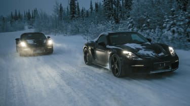 Porsche 718 Boxster and Cayman development drive front tracking