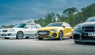 Audi A3 Sportback 35 TFSI long-term - front with BMW and Subaru
