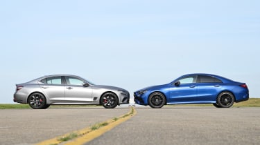 Mercedes CLA and Genesis G70 - face-to-face static