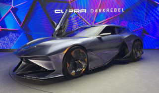 Cupra DarkRebel concept on show stand at 2023 Munich Motor Show - front