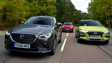 mazda cx-3 vs hyundai kona vs peugeot 2008 header