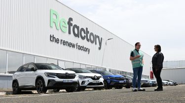 Auto Express consumer reporter Tom Jervis standing outside the Renault ReFactory facility