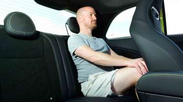 Abarth 500e - rear seats with special contributor, Alex Ingram