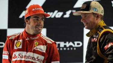 Fernando Alonso and Kimi Raikkonen on the podium