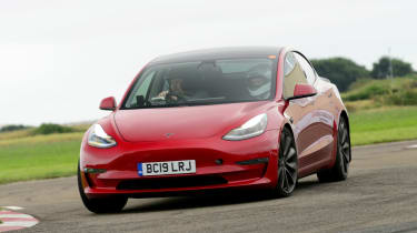 EV track day - Tesla Model 3 front cornering