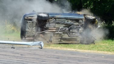 Jaguar rolling crash