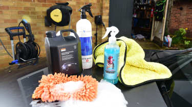 Assortment of car cleaning products