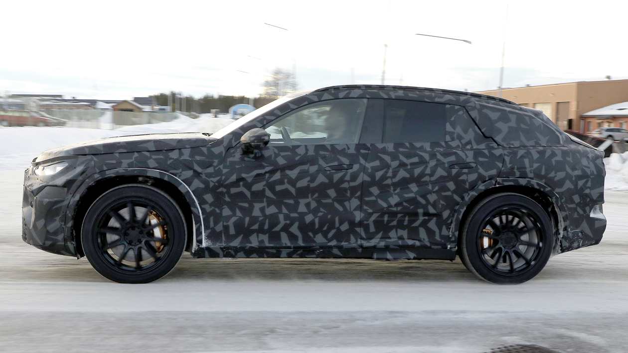 Side profile photograph of the long-wheelbase Mercedes-AMG electric SUV prototype