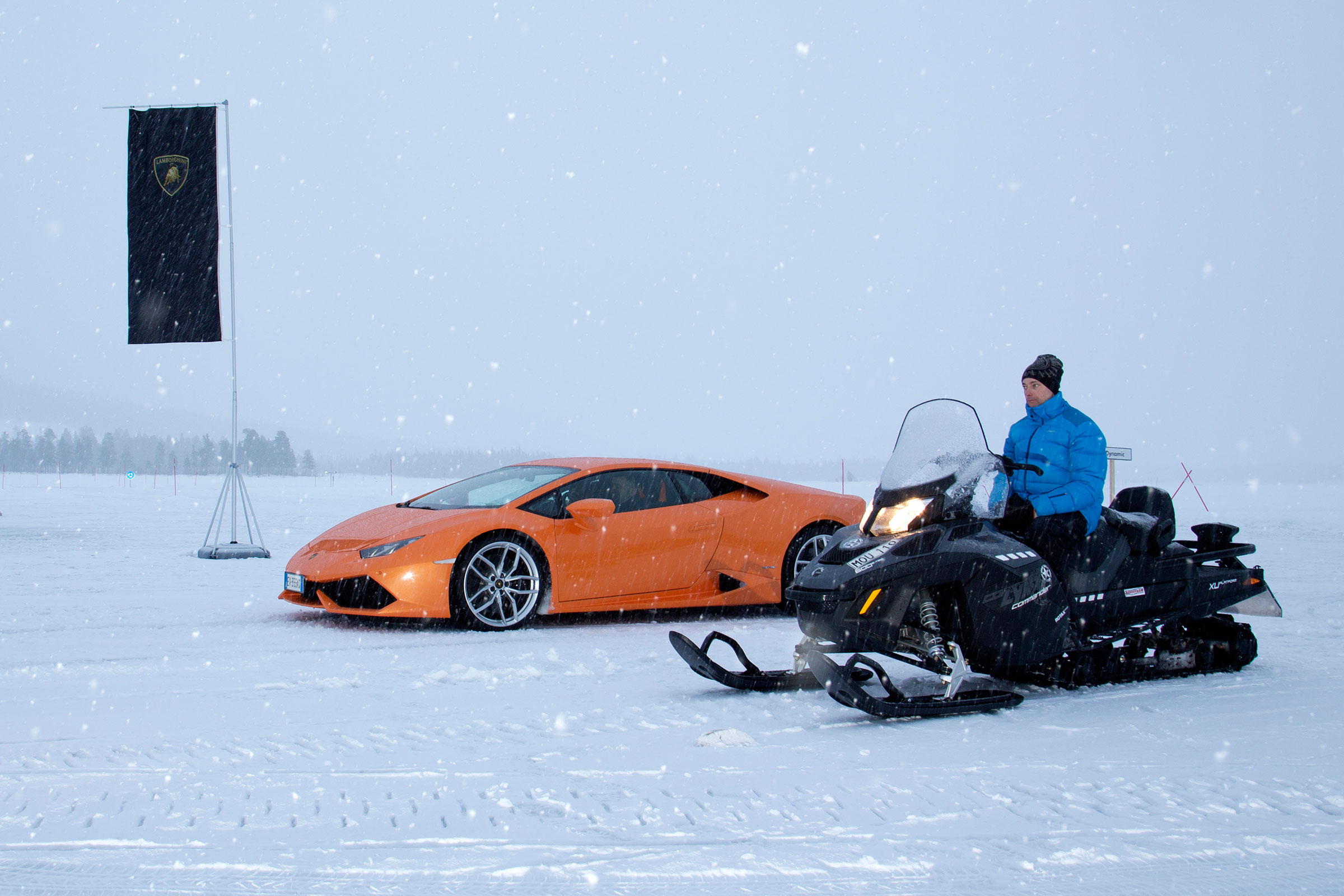 Video: Lamborghini Huracan vs snowmobile  Auto Express