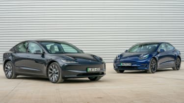 Tesla Model 3 - new and old Model 3 side by side