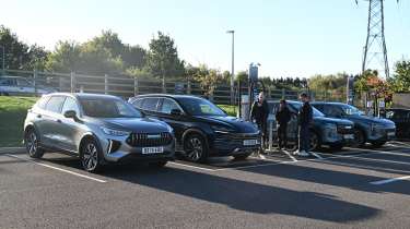 Chinese hybrid SUV mega test - cars being charged