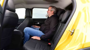Jeep Avenger Summit – rear seat with Senior test editor, Dean Gibson