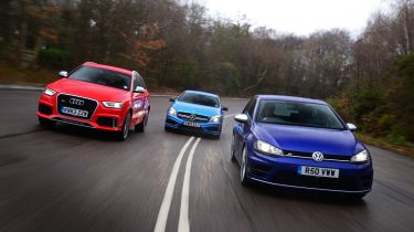 VW Golf R vs Audi RS Q3 vs Mercedes A45 AMG