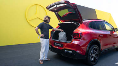Jordan Katsianis and the boot of the Mercedes GLA Electric