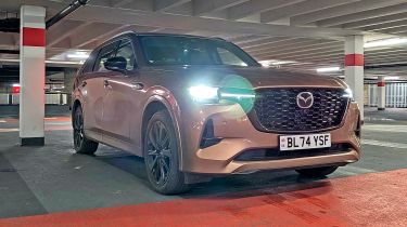 Mazda CX-80 Homura Plus - front 3/4 in a carpark