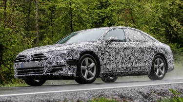New Audi A8 spies side front rain