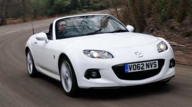 Best cars for under £5,000 - Mazda MX-5, front cornering 