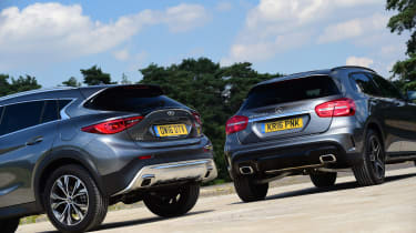 Infiniti QX30 vs Mercedes GLA vs BMW X1 - rear twin