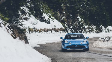 Alpine A110 sports car 2017 - front tracking 3