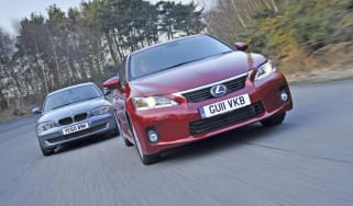 Lexus CT200h vs. BMW 1-Series front track
