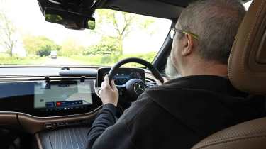 Mercedes E-Class Estate - driving shot with Senior test editor, Dean Gibson