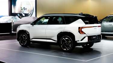 New Kia EV5 GT at the Brussels Motor Show - rear 3/4 static