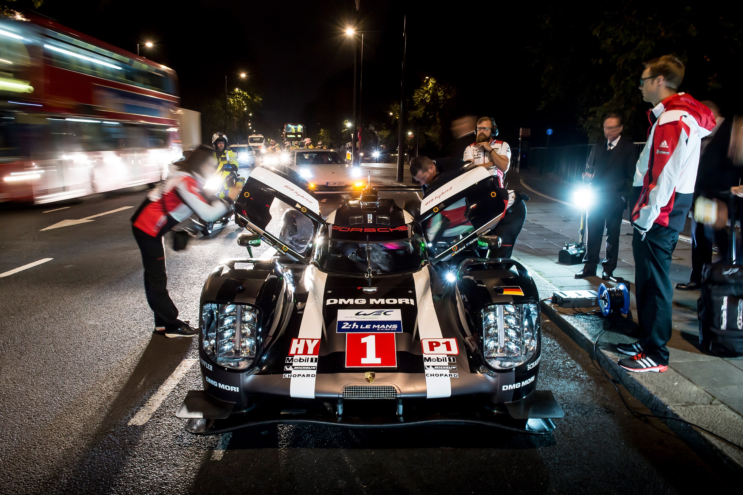 Mark Webber drives Porsche 919 Hybrid Le Mans car through 