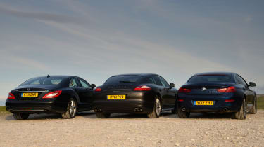 BMW 640d Gran Coupe vs rivals rear group shot