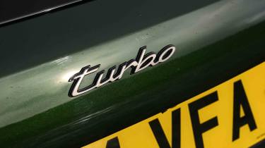 Porsche Panamera Turbo E-Hybrid - &#039;Turbo&#039; badge detail, rear