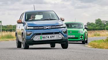 Dacia Spring and Renault 5 - front cornering