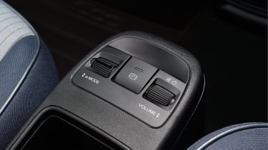 Toyota Aygo X vs Hyundai i10 vs Fiat 500 group test - Fiat 500 drive select, parking brake and volume switches