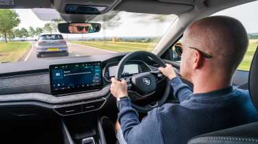 Alex Ingram driving the Skoda Octavia