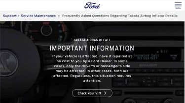 Ford website - Takata airbag recall page