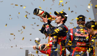 Mark Webber celebrates