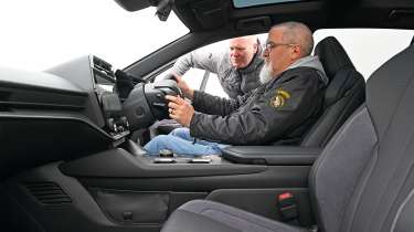 Lexus RZ550e - Dean in front seat