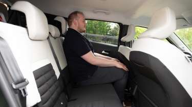 Ellis Hyde sitting in the Citroen C3 Aircross - rear seats