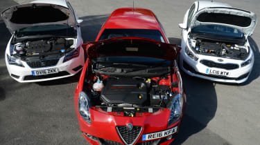 Alfa Romeo Giulietta vs SEAT Leon vs Kia Cee&#039;d - engines