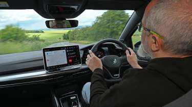 Volkswagen Golf GTI Edition 50 being driven in the UK - car being driven by Auto Express senior test editor Dean Gibson