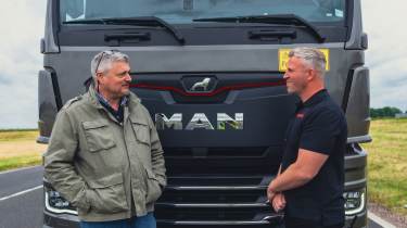 MAN eTGX truck test: Chris Rosamond and Dan Lester close-up