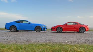 Alpine A110 and Ford Mustang - face-to-face static