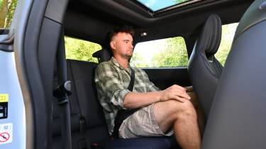 MINI Cooper Paul Smith Edition - rear seats being sat in by Auto Express senior news reporter Alastair Crooks