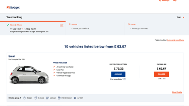 Best car rental sites - Budget