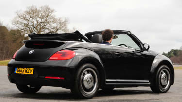 VW Beetle Cabriolet 50s roof down