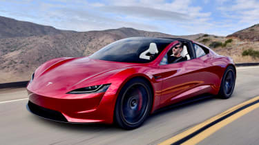 2019 Tesla Roadster tracking on road