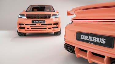 Brabus 900 Peetch and Brabus 600 Peetch - front of Range Rover and rear of the Porsche