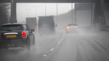 Wet driving conditions on motorway