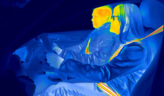 Heated seatbelts demonstrated with thermal imaging